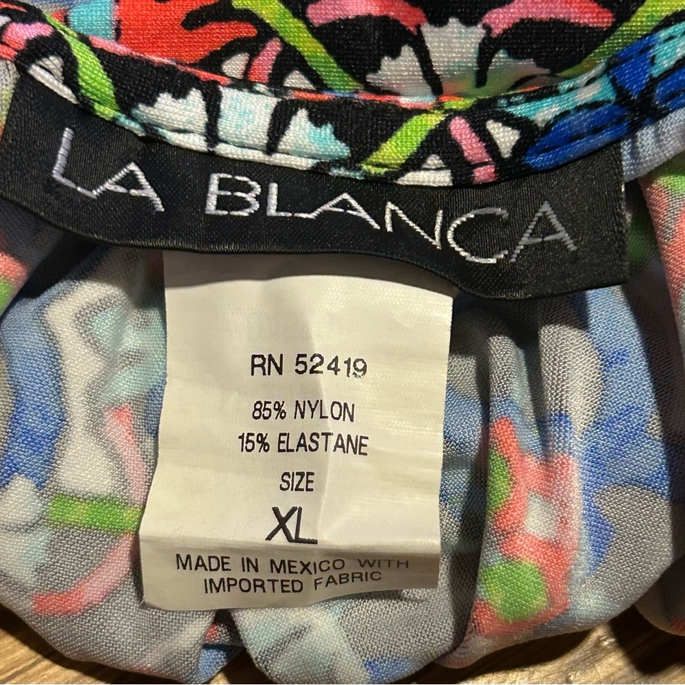 La Blanca Swim Cover Up Tunic Dress V-Neck Beach Mosaic‎ Floral Womens Large - Picture 7 of 8